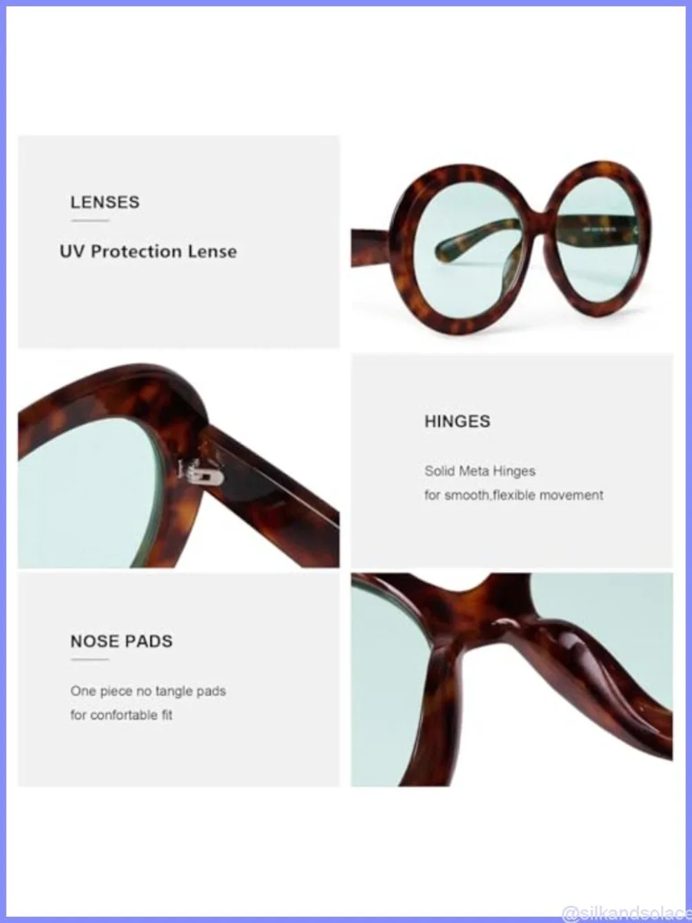 Oversized Round Retro Sunglasses Full-Frame UV400 Plastic